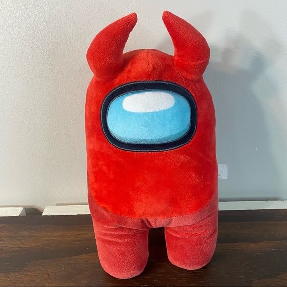 Max Among Us Red 12" Plush with Devil Horns Stuffed Animal - Picture 2 of 10